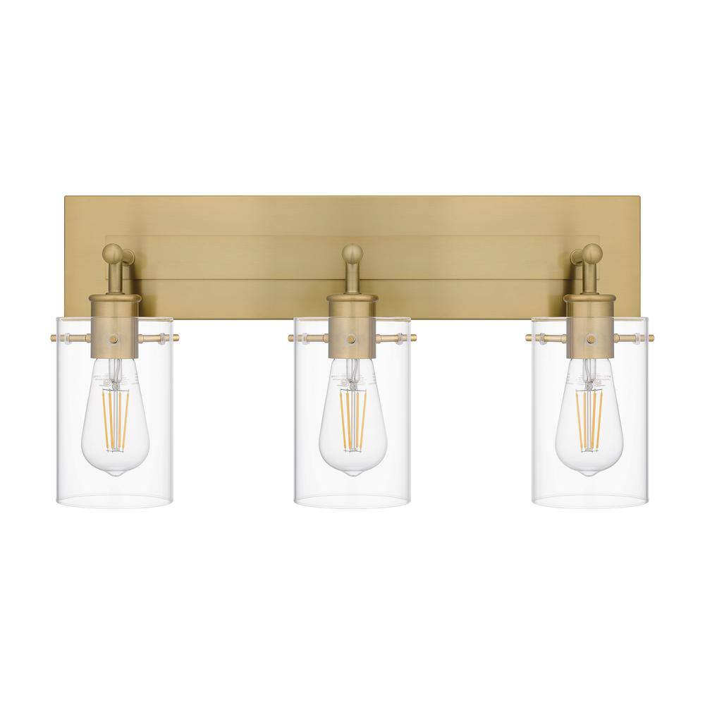 Hampton Bay Regan 21 in. 3Light Brushed Gold Vanity Light with Clear