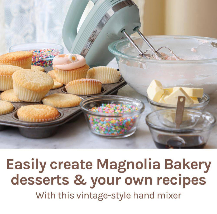 Magnolia Bakery 5-Speed Blue Hand Mixer with Storage Case