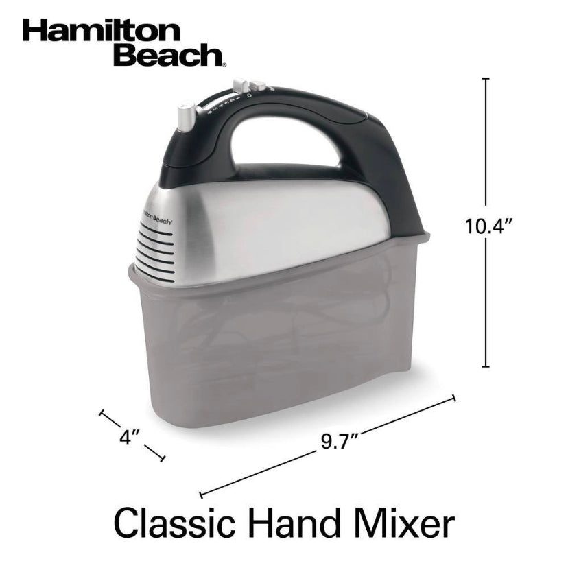 Hamilton Beach Classic 6-Speed Stainless Steel Hand Mixer with Snap on Storage Case