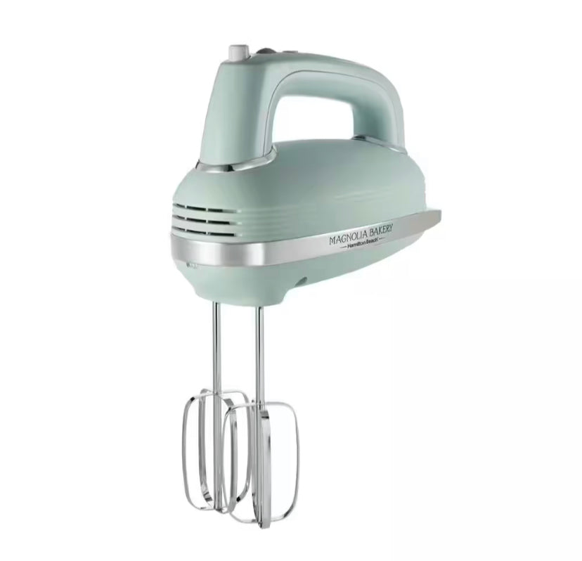 Magnolia Bakery 5-Speed Blue Hand Mixer with Storage Case