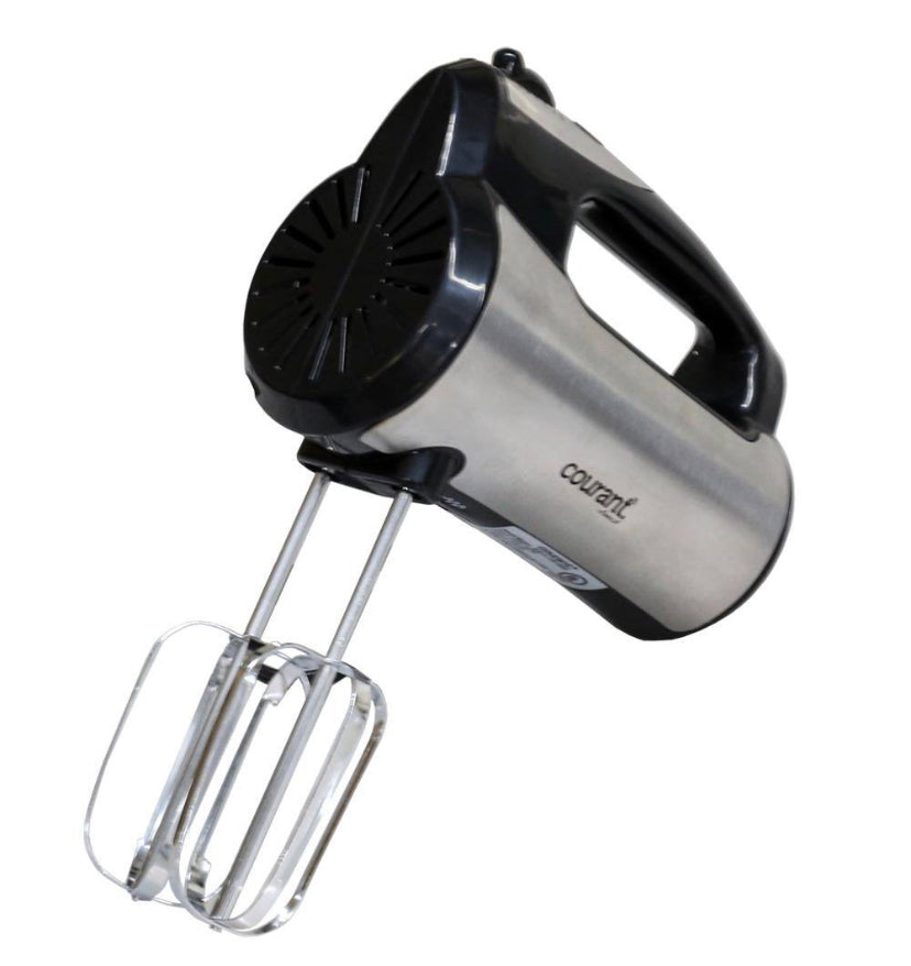Courant 250-Watt 5-Speed Hand Mixer with Storage Stand for Mixer, Beaters and Hooks - Stainless Steel