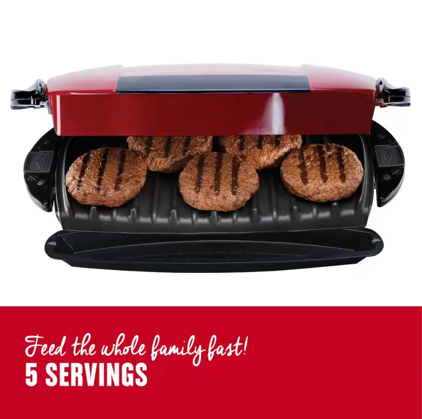 George Foreman 5 Serving Red Removable Plate and Panini Press Grill