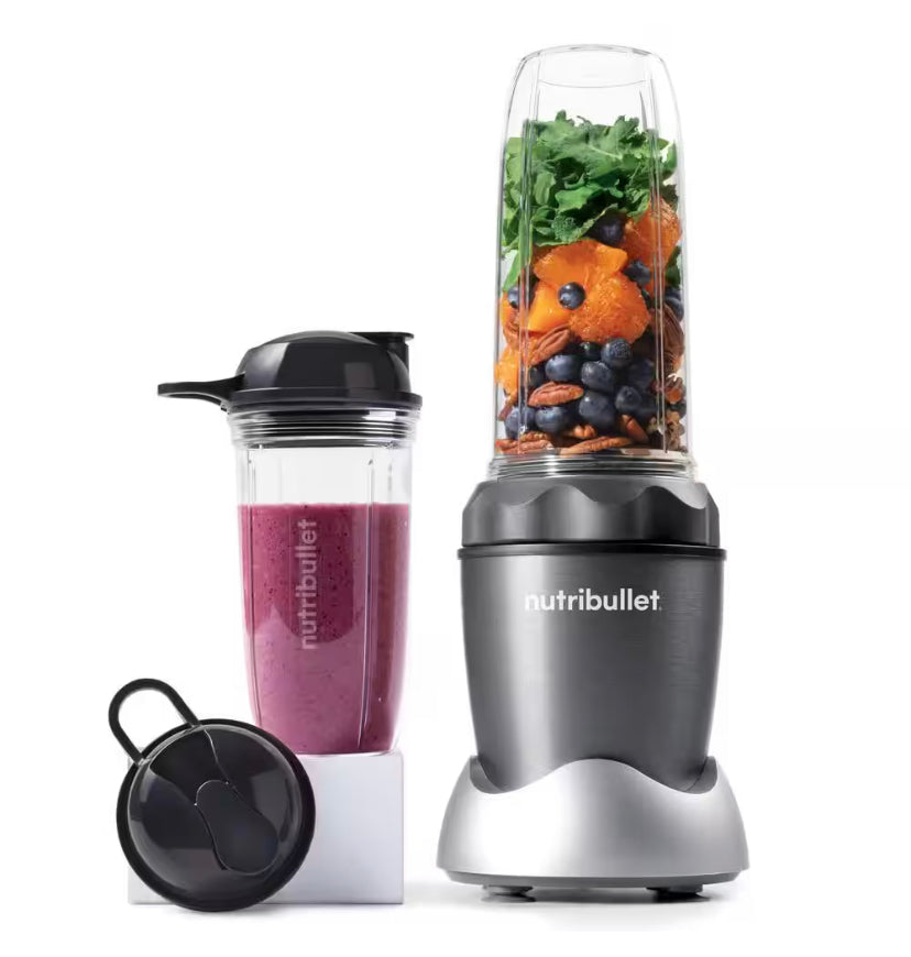 NutriBullet Pro 1000 32 oz. Single Speed Gray Blender with 24 oz. Cup and Lids