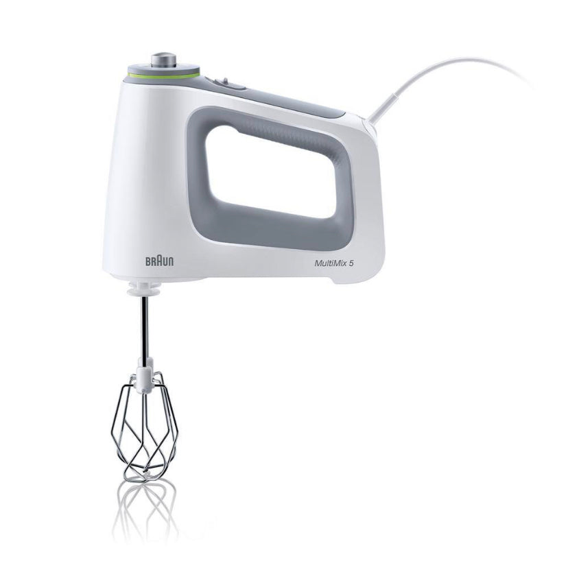 Braun HM5100WH MultiMix 9 Speed White Hand Mixer with Beater, Dough Hooks, Accessory Bag