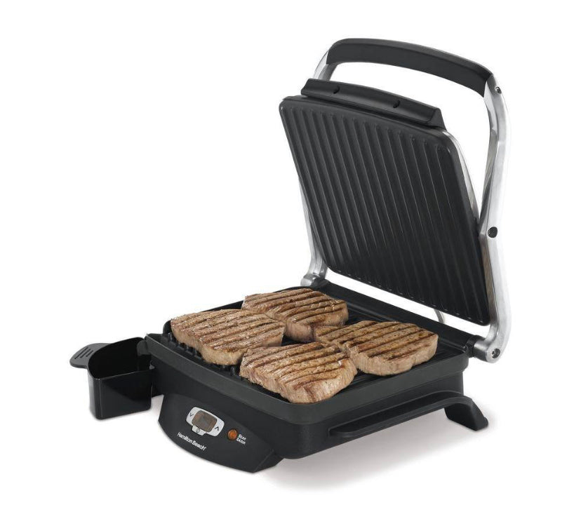 Hamilton Beach Steak Lover's 100 sq. in. Black Indoor Grill with Lid