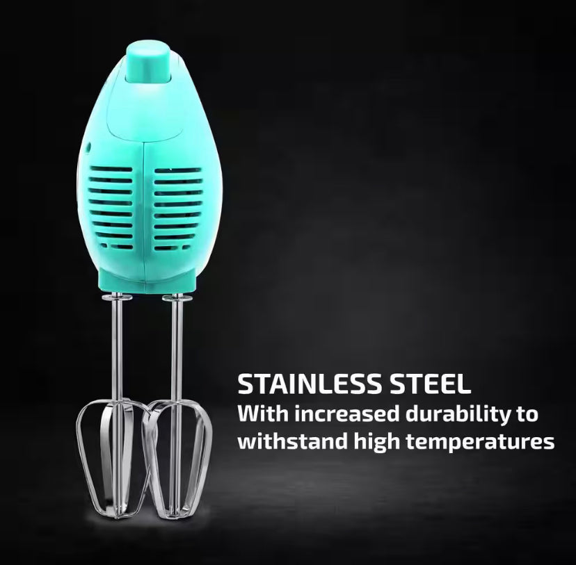 OVENTE 5-Speed Turquoise Portable Electric Hand Mixer with 2 Whisk Beater Attachments and Snap-on Storage Container