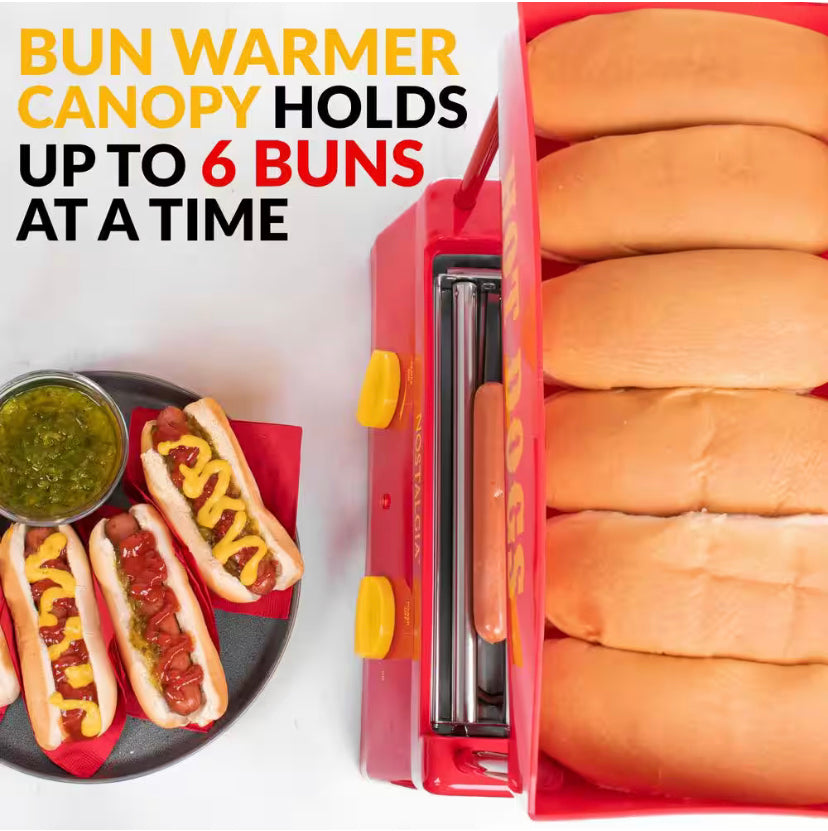 Nostalgia Hot Dog Roller and Bun Warmer, 8-Hot Dog and 6-Bun Capacity