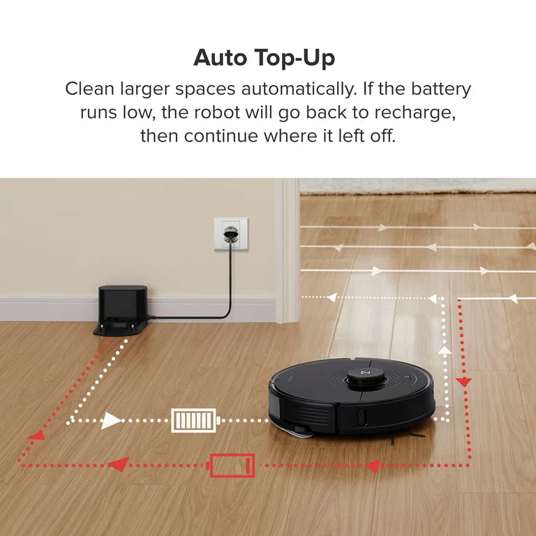 ROBOROCK S7-BLK Robot Vacuum with Sonic Mopping, LiDAR Navigation, Bagless, Washable Filter, Multisurface in Black