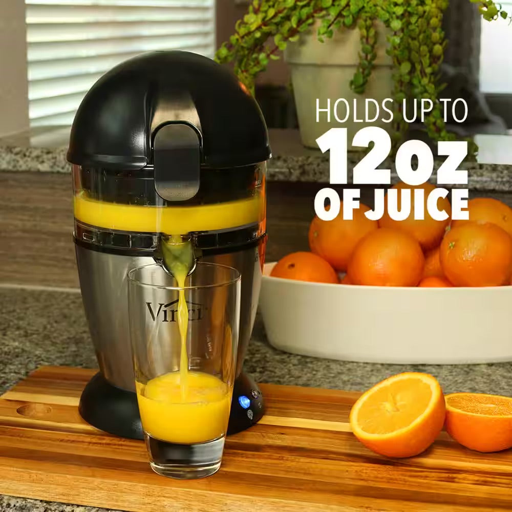 VINCI 50 W 12 fl. Oz. Stainless Steel Hand-Free Citrus Juicer, Automatic With 1-Button Easy Press