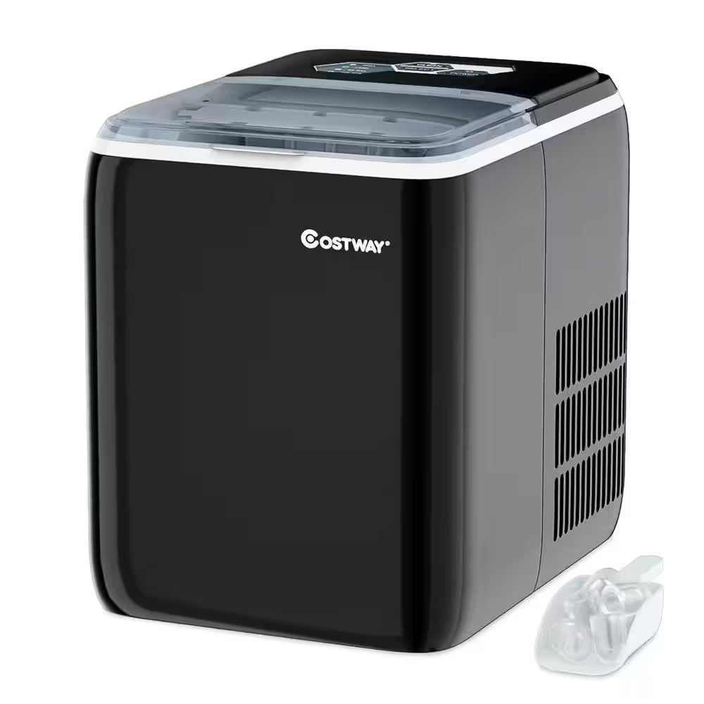 Costway 10.5 in. 44 lbs./24 Hour Portable Ice Maker Self-Clean with Scoop in Black