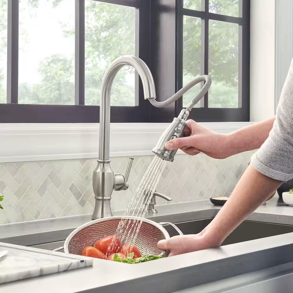 American Standard Marchand Single Handle Pull-Down Sprayer Kitchen Faucet in Stainless Steel