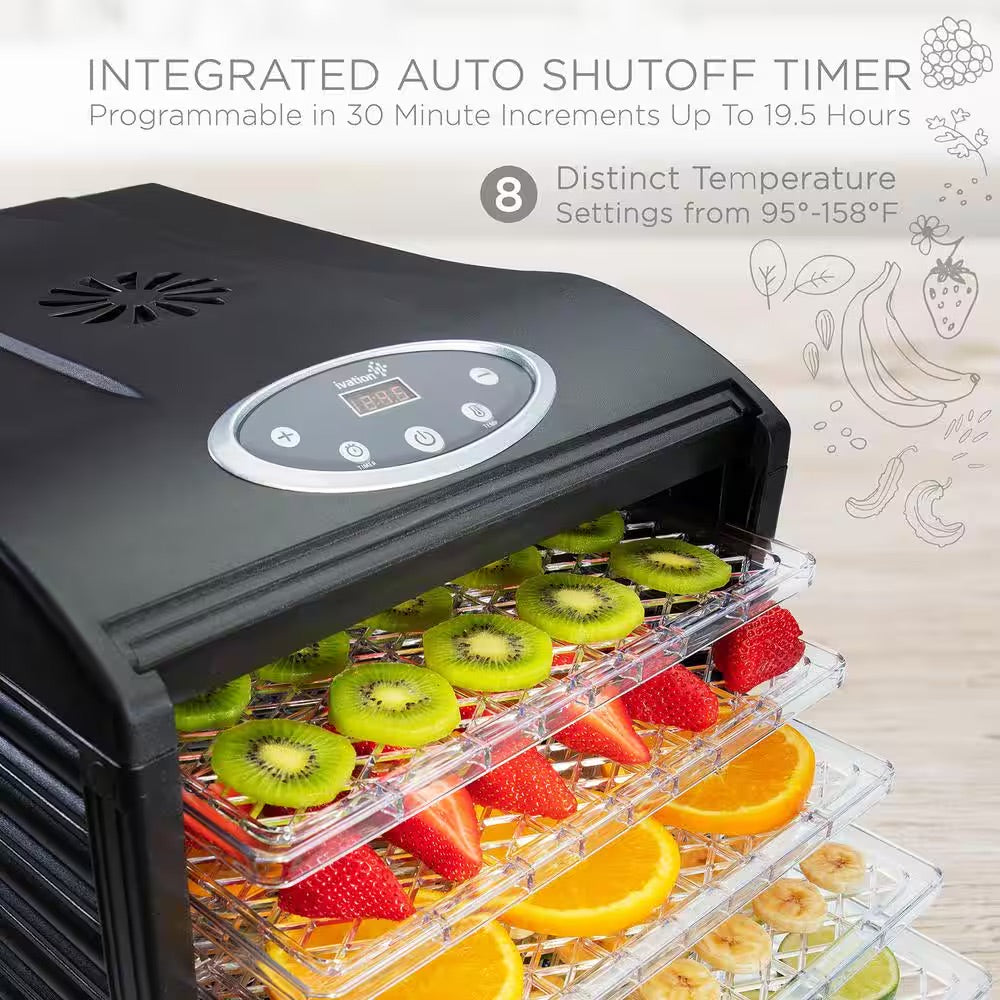 Ivation 6 Tray Countertop Digital Food Dehydrator Drying Machine Preset Temperature Settings, Auto Shutoff Timer