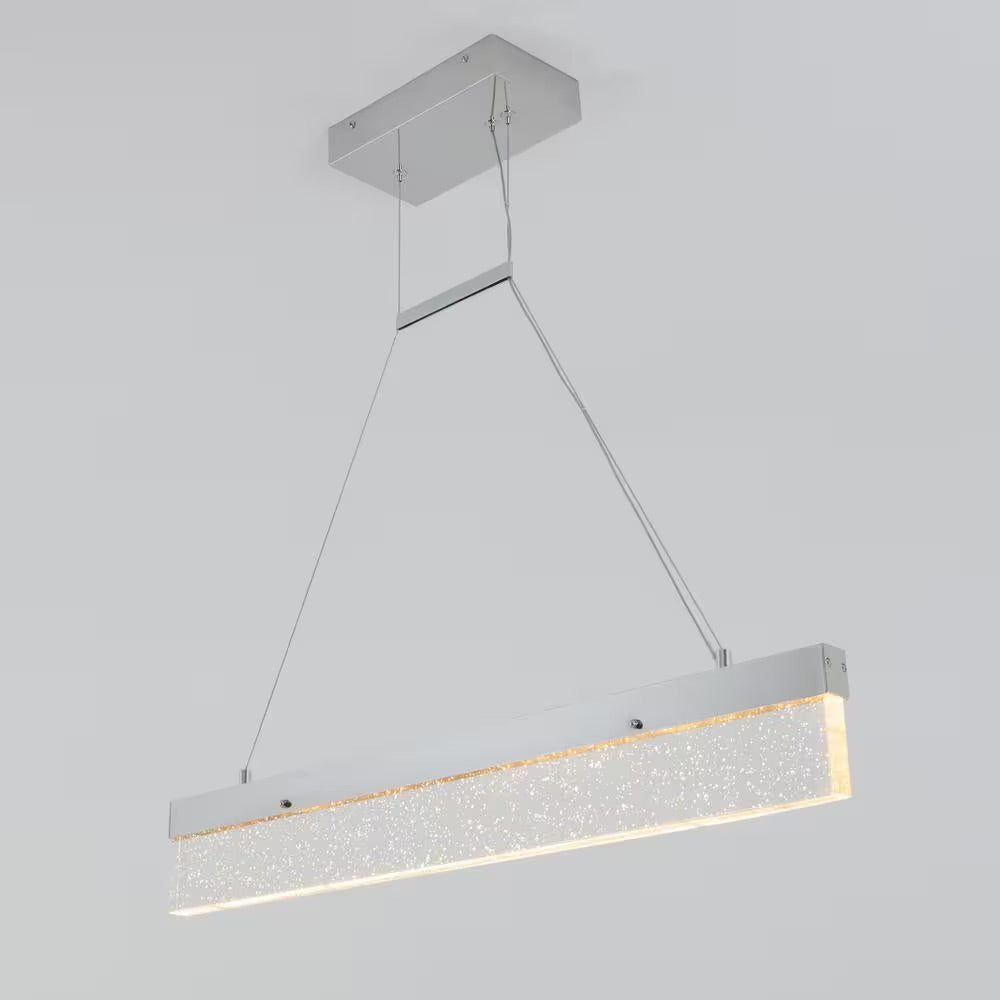 Artika Essence Bar 28-Watt Integrated LED Chrome Modern Hanging Pendant Chandelier Light Fixture for Dining Room or Kitchen