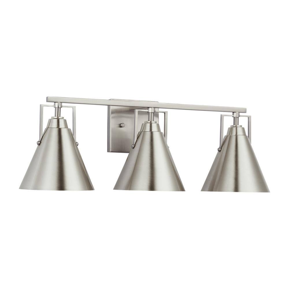 Home Decorators Collection Insdale 3-Light Brushed Nickel Modern Industrial Bathroom Vanity Light