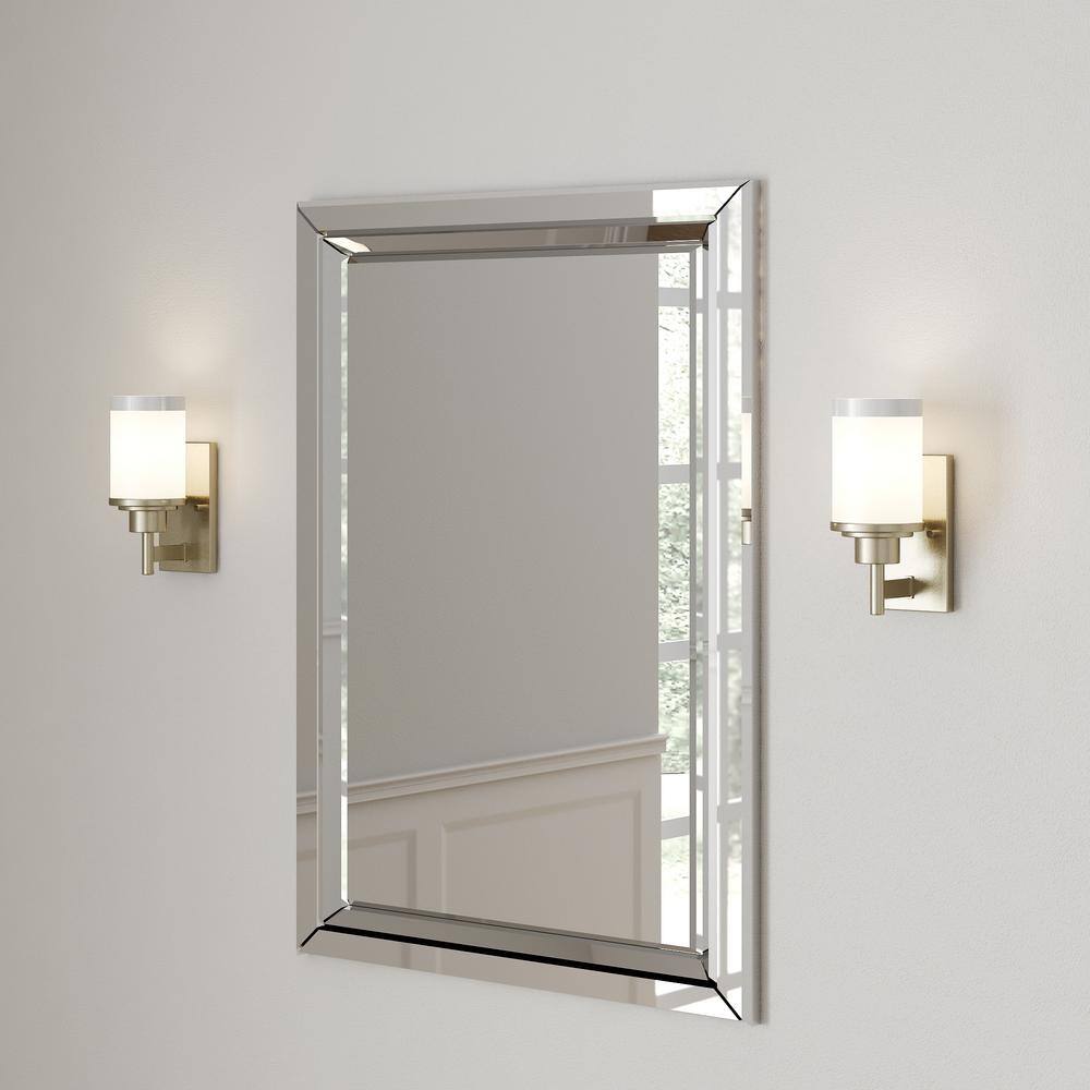 Progress Lighting Alexa Collection 1-Light Brushed Nickel Etched Linen With Clear Edge Glass Modern Bath Vanity Light