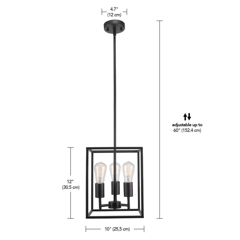 Globe Electric Heath 3-Light Matte Black Convertible Chandelier to Flush Mount Ceiling Light