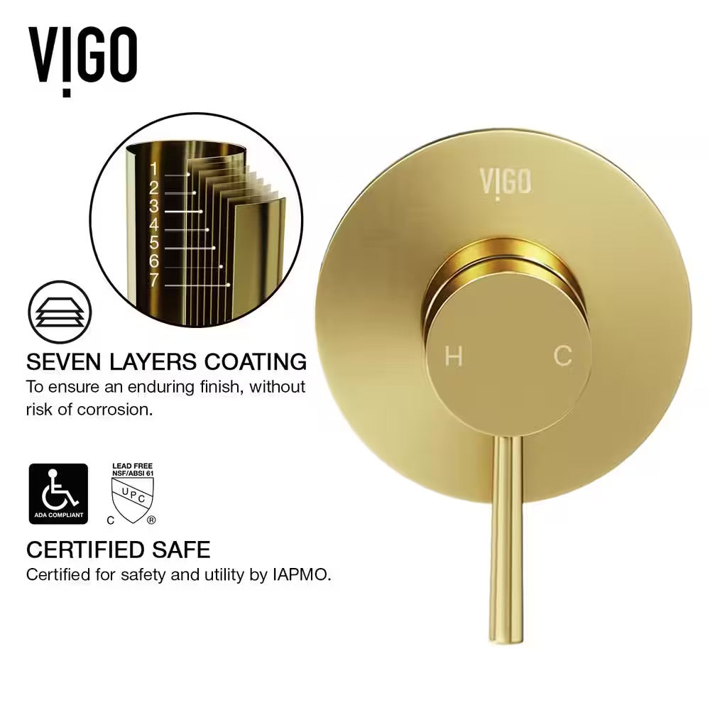 VIGO Olus Single Handle Wall Mount Bathroom Faucet in Matte Brushed Gold
