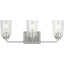 Hampton Bay Evangeline 23 in. 3-Light Brushed Nickel Farmhouse Bathroom Vanity Light with Clear Seeded Glass Shades