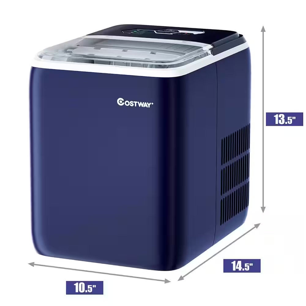Costway 10.5 in. 44 lbs/24-Hours Portable Ice Maker Self-Clean with Scoop in Navy