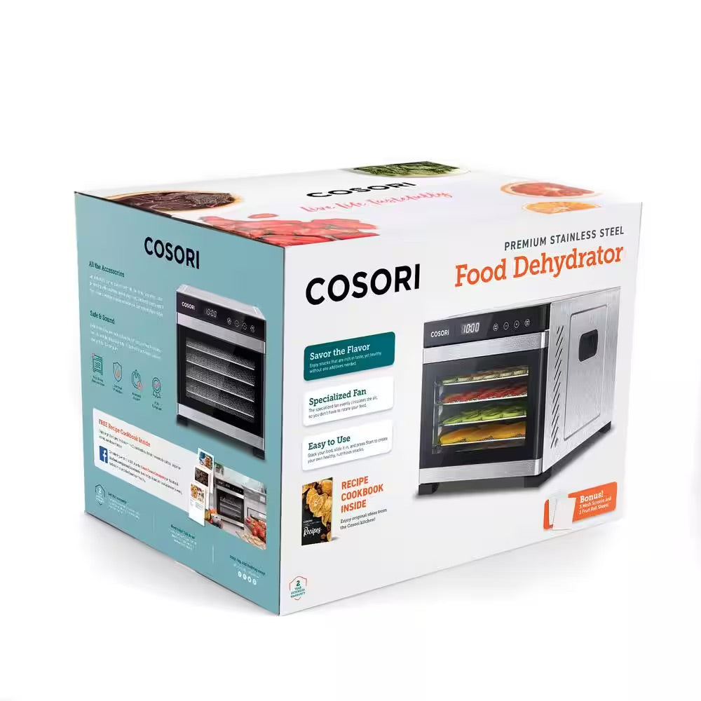 Cosori 6 Trays Premium Stainless Steel Food Dehydrator with Mesh Screen and Fruit Roll Sheet