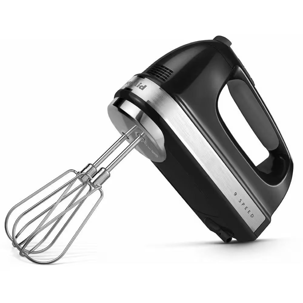KitchenAid 9-Speed Onyx Black Hand Mixer with Beater and Whisk Attachments