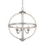 Home Decorators Collection Keowee 19.88 in. 4-Light Galvanized Farmhouse Orb Chandelier Pendant with Antique White Wood Accents