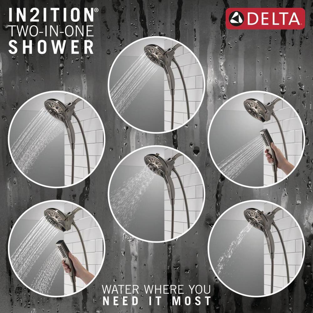 Delta In2ition 5-Spray Patterns 2.5 GPM 6.25 in. Wall Mount Dual Shower Heads in Lumicoat Black Stainless