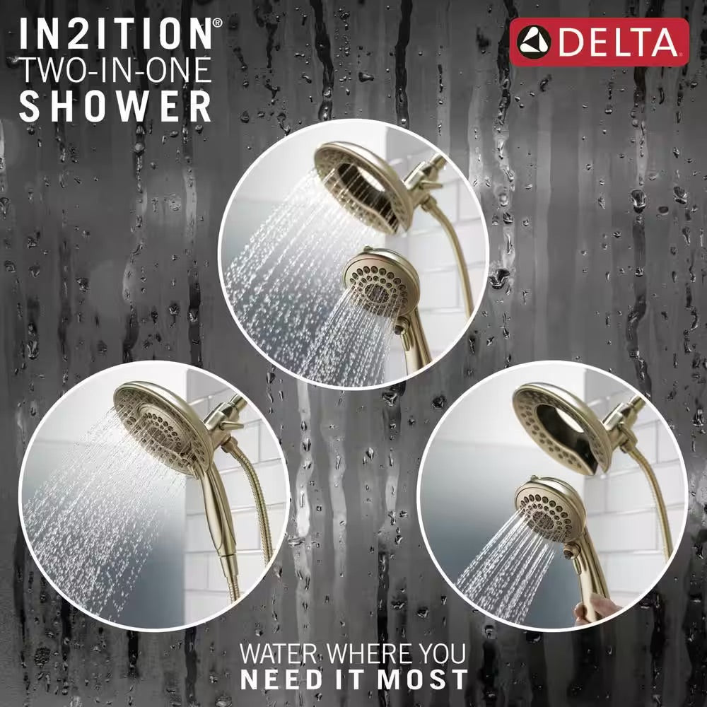 Delta In2ition 5-Spray Patterns 1.75 GPM 6.81 in. Wall Mount Dual Shower Heads in Champagne Bronze