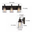 Uolfin Farmhouse Rustic Dark Brown Vanity Light, 22 in. 3-Light Antique Cage Bathroom Wall Sconce with Seeded Glass Shades