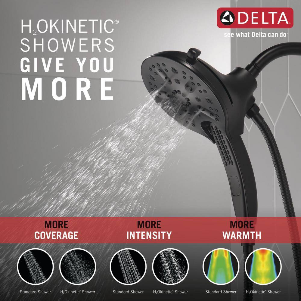 Delta In2ition 5-Spray Patterns 2.5 GPM 6.25 in. Wall Mount Dual Shower Heads in Matte Black