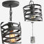 LNC Brushed Gray Modern 1-Light Pendant Drum Cage Kitchen Island High Ceiling Light