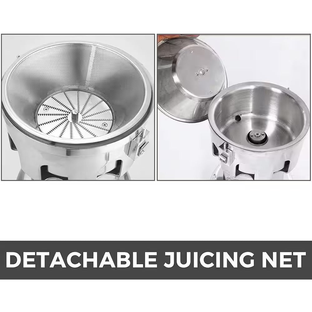 VEVOR Commercial Silver Juice Extractor Aluminum Casting and Stainless Steel Constructed Centrifugal Electric Juicer