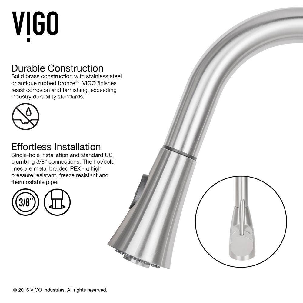 VIGO Aylesbury Single Handle Pull-Down Sprayer Kitchen Faucet in Stainless Steel
