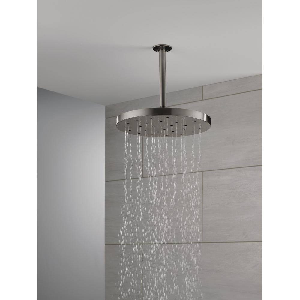 Delta 1-Spray Patterns 1.75 GPM 12 in. Wall Mount Fixed Shower Head with H2Okinetic in Lumicoat Black Stainless