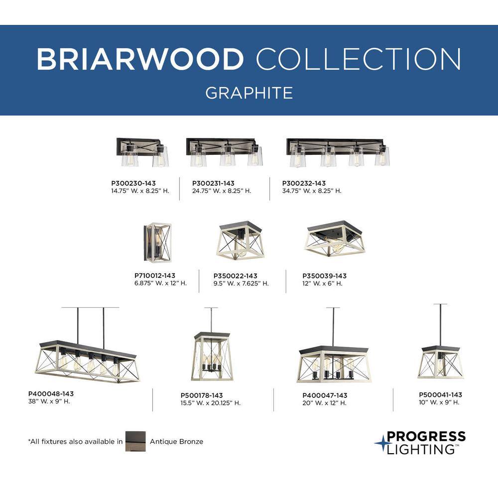 Progress Lighting Briarwood Collection 1-Light Graphite Farmhouse Wall Sconce Light