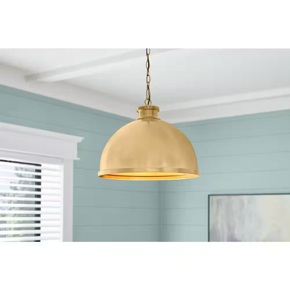 Hampton Bay Tallulah 4-Light Gold Pendant Hanging Light, Dome Kitchen Pendant Lighting