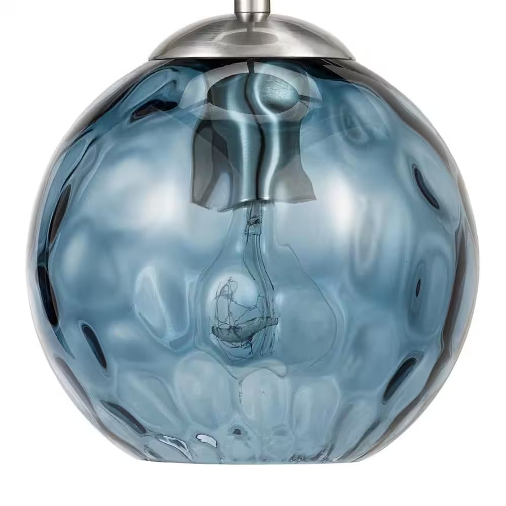 Cresswell 69 in. Hammered Blue Glass Pendant
