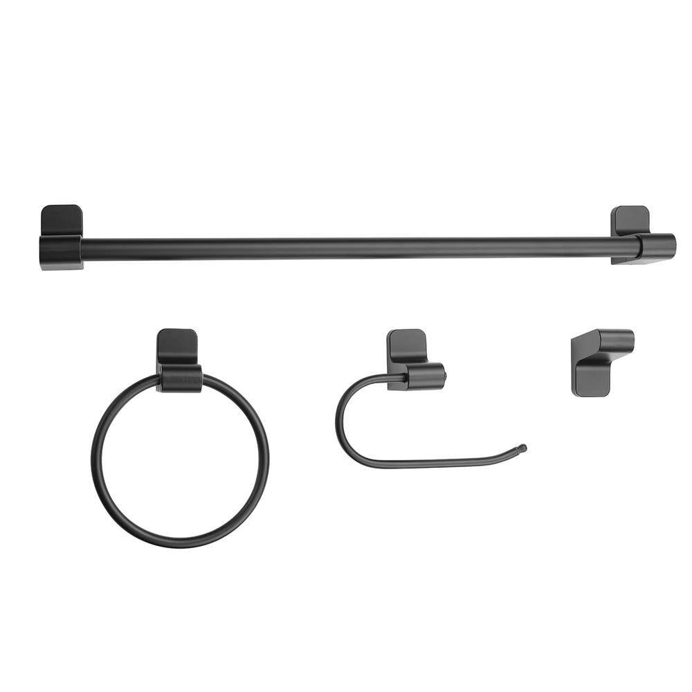 Globe Electric Positano 4-Piece Bath Hardware Set with Towel Bar, Towel Ring, Robe Hook, and Toilet Paper Holder in Dark Bronze