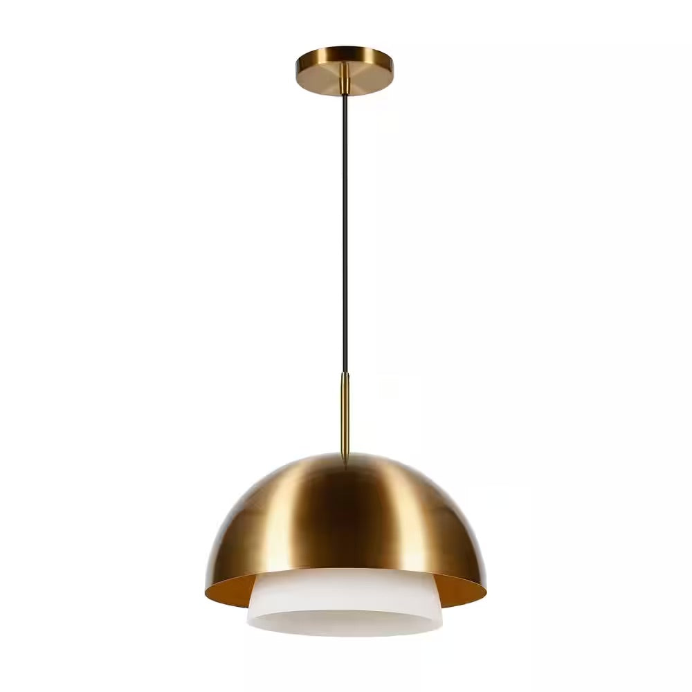 Meyer&Cross Octavia 1-Light Brass Pendant Light with Metal and Glass Shade