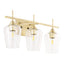 Merra 3-Light Antique Brass Wall Sconce Vanity Lights with Glass Shade