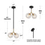 Zevni Black Island Pendant Light, 12 in. 2-Light Brass Globe Pendant Hanging Light, Seeded Glass Modern Chandelier Lighting