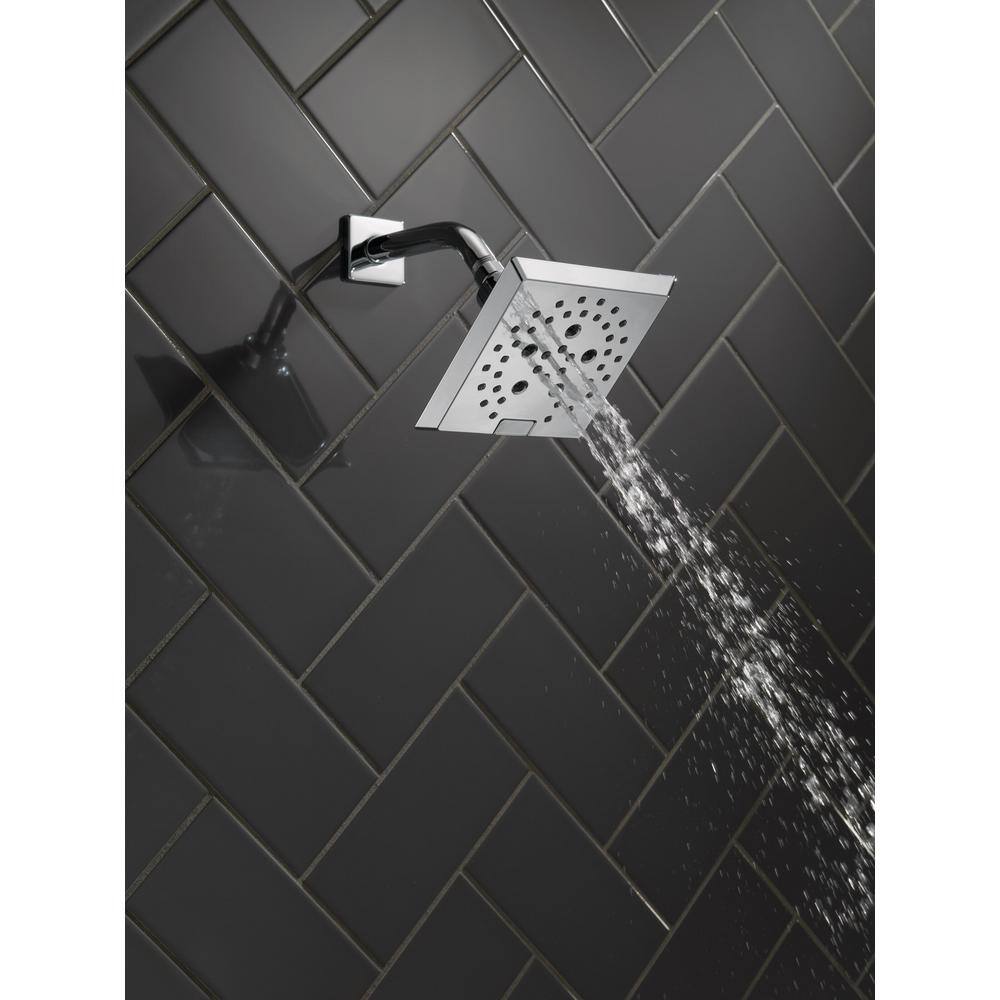 Delta 5-Spray Patterns 1.75 GPM 5.81 in. Wall Mount Fixed Shower Head with H2Okinetic in Lumicoat Chrome