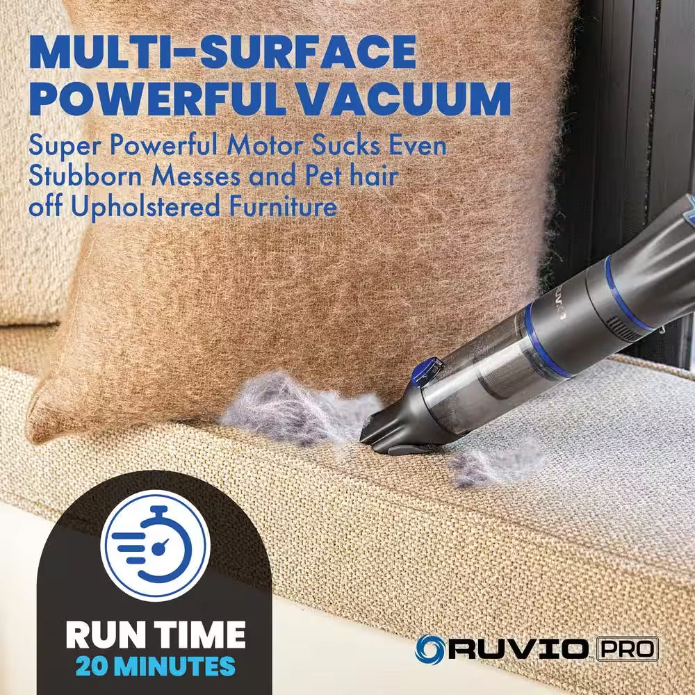 RUVIO Pro 11.1-Volt Bagless Cordless HEPA Filter Multisurface Gray Handheld Vacuum
