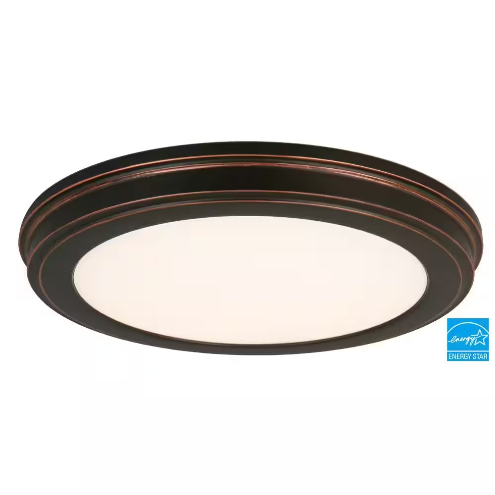 Commercial Electric 15 in. Oil-Rubbed Bronze LED Ceiling Flush Mount with White Acrylic Shade