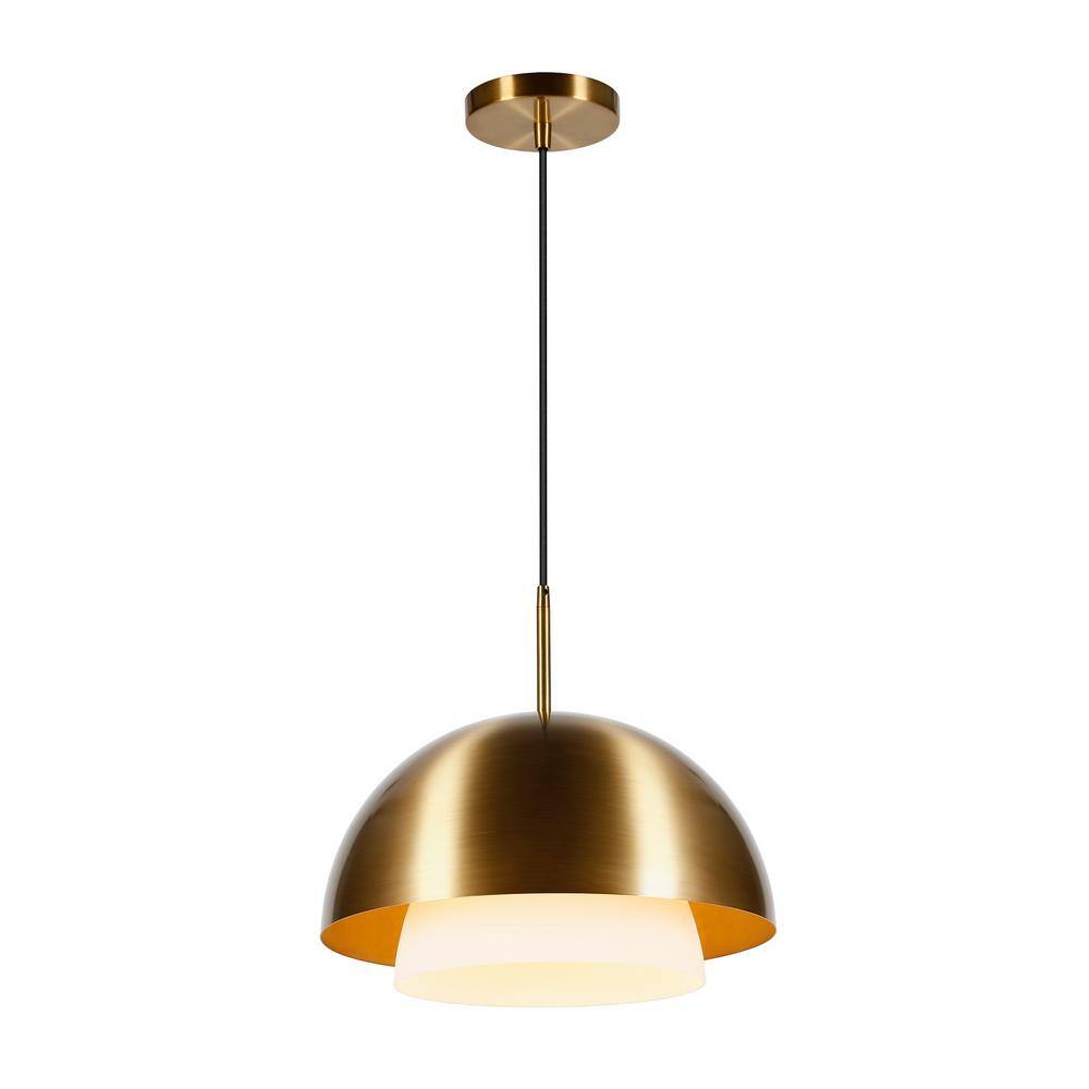 Meyer&Cross Octavia 1-Light Brass Pendant Light with Metal and Glass Shade
