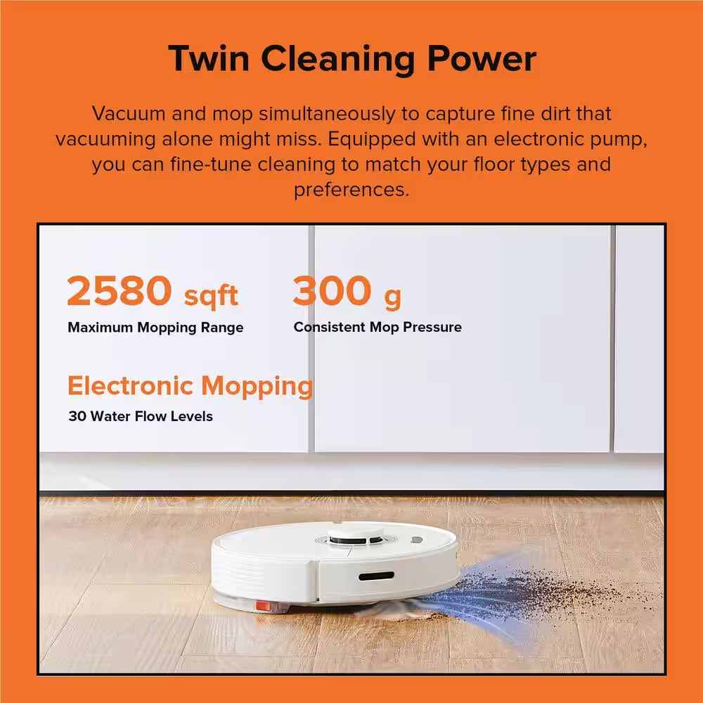 ROBOROCK Q7 Max-WHT Robot Vacuum and Mop with LiDAR Navigation, Bagless, Washable Filter, Multi-Surface in White