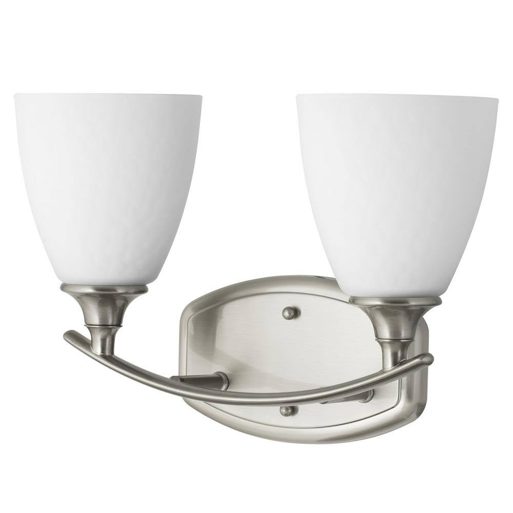 Home Decorators Collection Stansbury Collection 2-Light Brushed Nickel Bathroom Vanity Light with Glass Shades