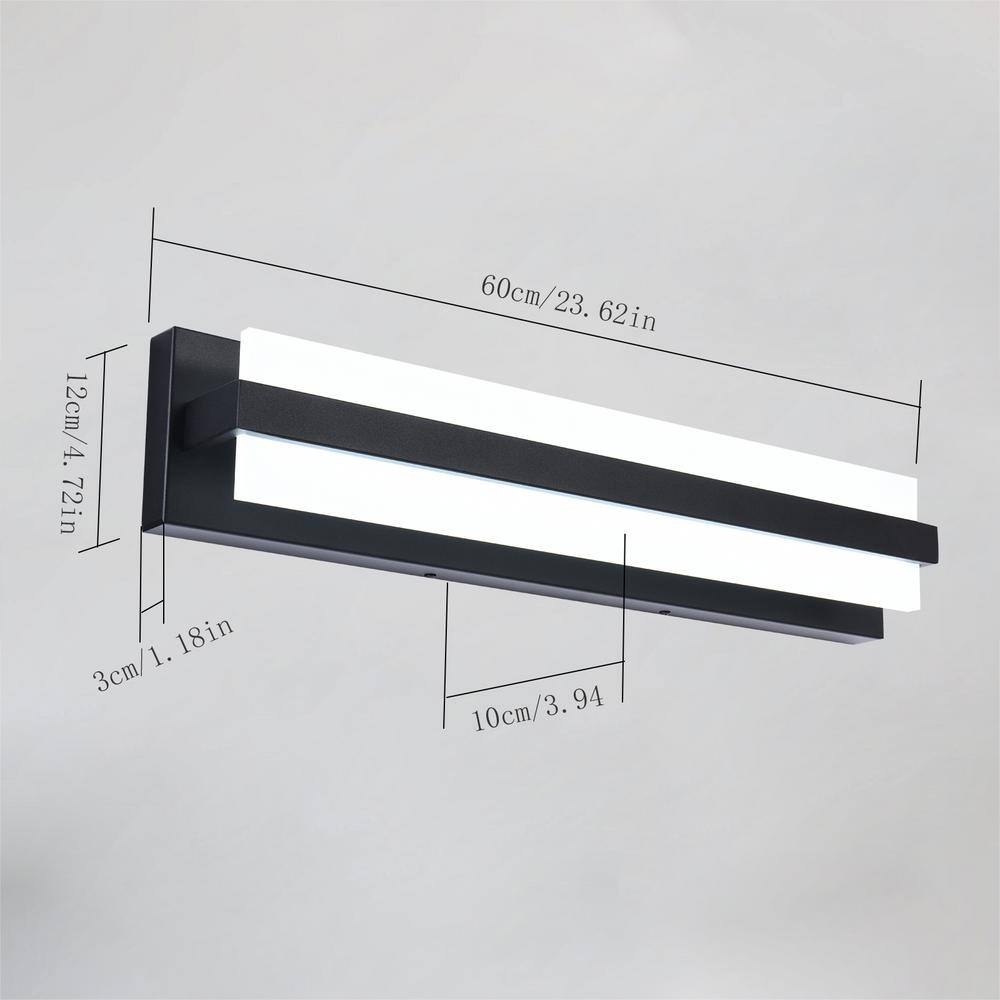 EDISLIVE Alexio 23.6 in. Black Dimmable LED Vanity Light Fixture, Modern Bathroom Wall Lights Over Mirror for Bath