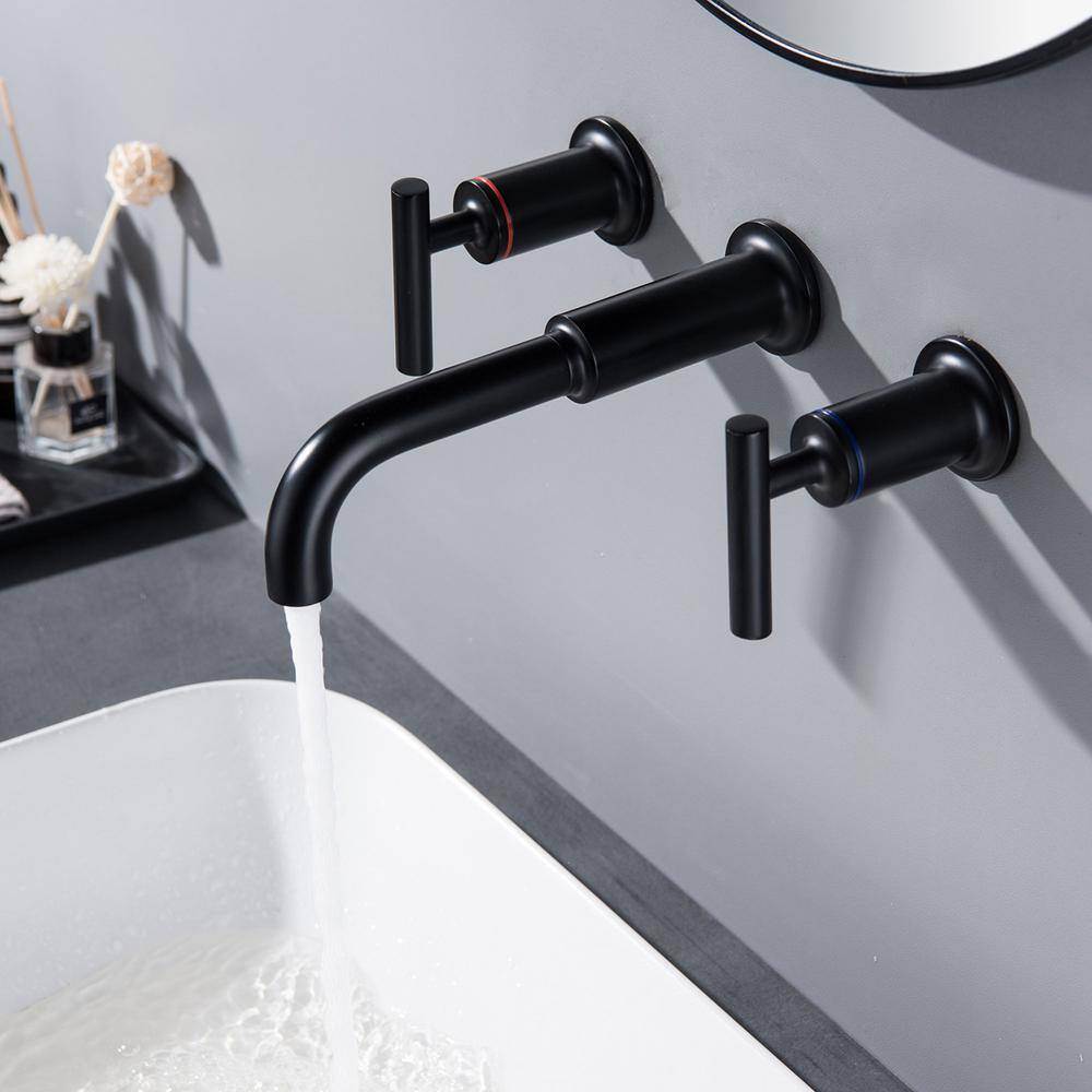 matrix decor Two-Handle Wall Mounted Bathroom Faucet in Matte Black