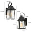Uolfin Black Outdoor Wall Lantern Sconce Ceno 9 in. 1-Light Modern Medium Outdoor Wall Light fixture with Seeded Glass Shade